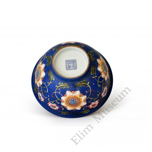 1464 A Pair of blue ground falancai bowls